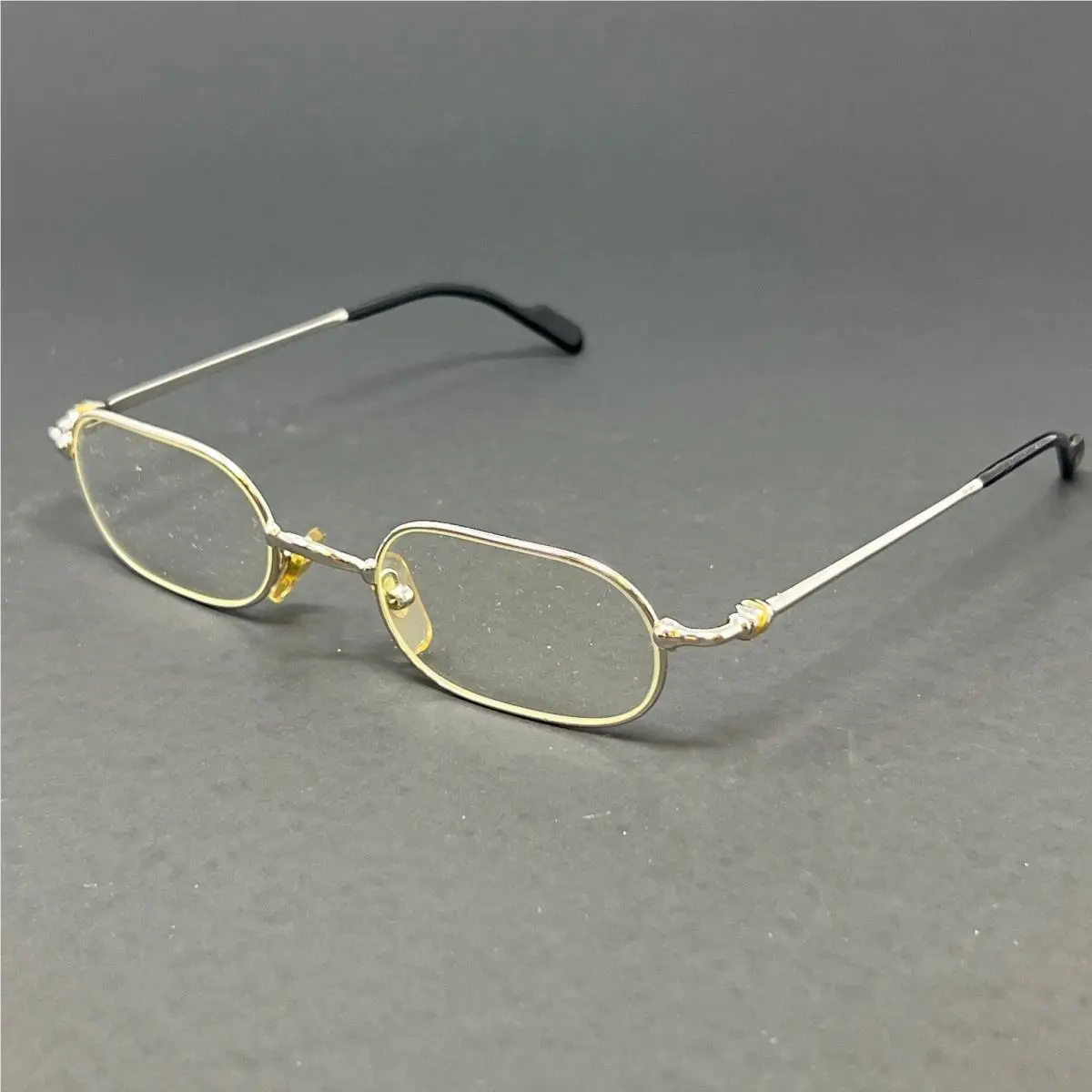 Cartier Eyeglasses Demios Platinum 54mm Rectangle Metal Frame Vintage T8100336