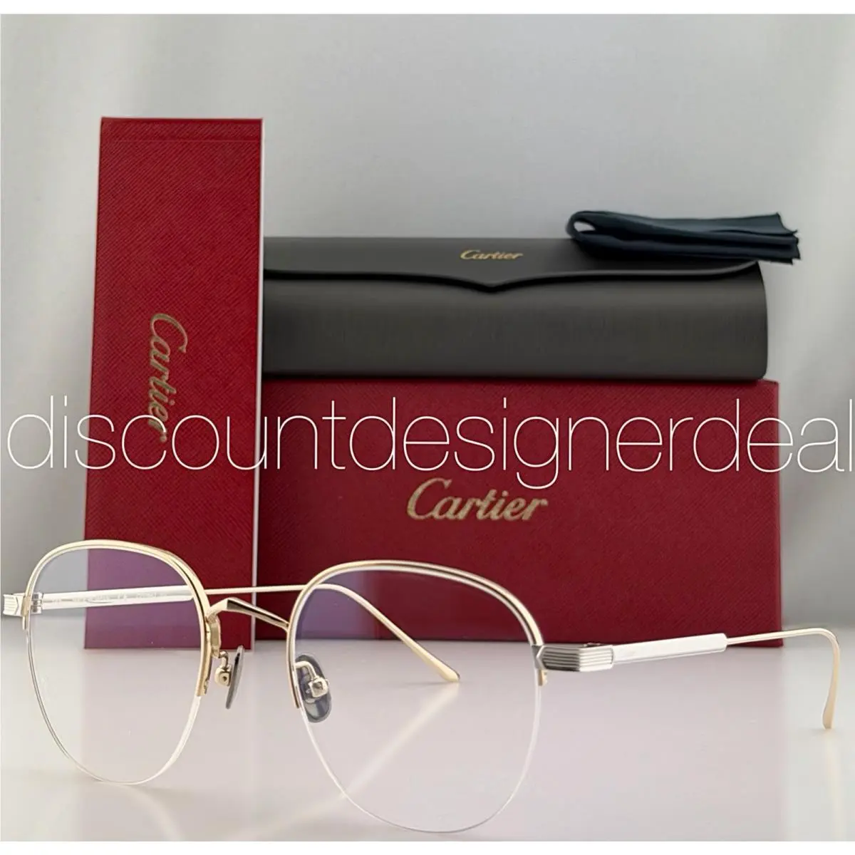 Cartier CT0164O 002 Gold Silver Metal Round Men’s Eyeglasses Frames 50mm