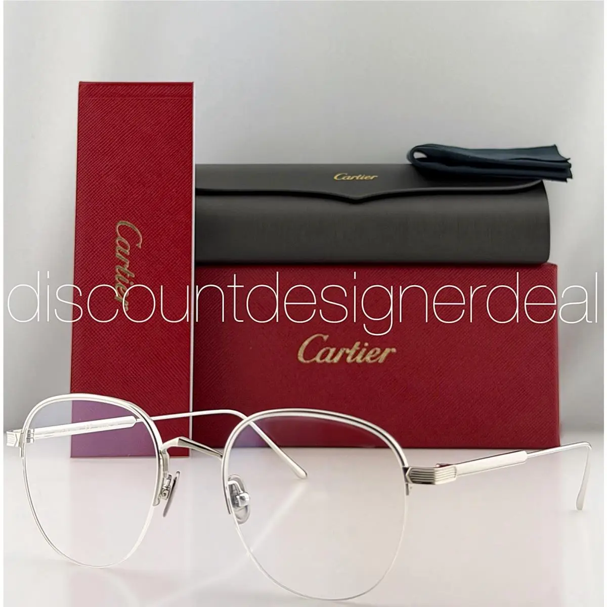 Cartier CT0164O 004 Silver Titanium Metal Round Men’s Eyeglasses Frames 50mm