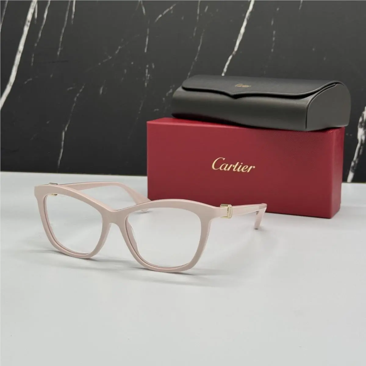 Cartier CT0526O 004 Light Pink Cat Eye Women Eyeglasses