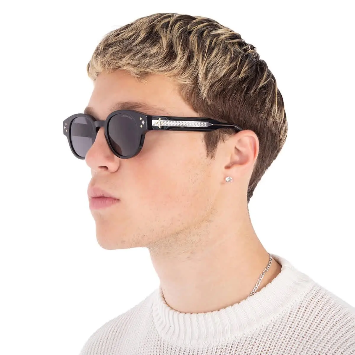 Dior CD Diamond R2I Smoke Oval Men`s Sunglasses DM40110I 01A 48 DM40110I 01A 48 - Black, Frame: Black, Lens: Grey
