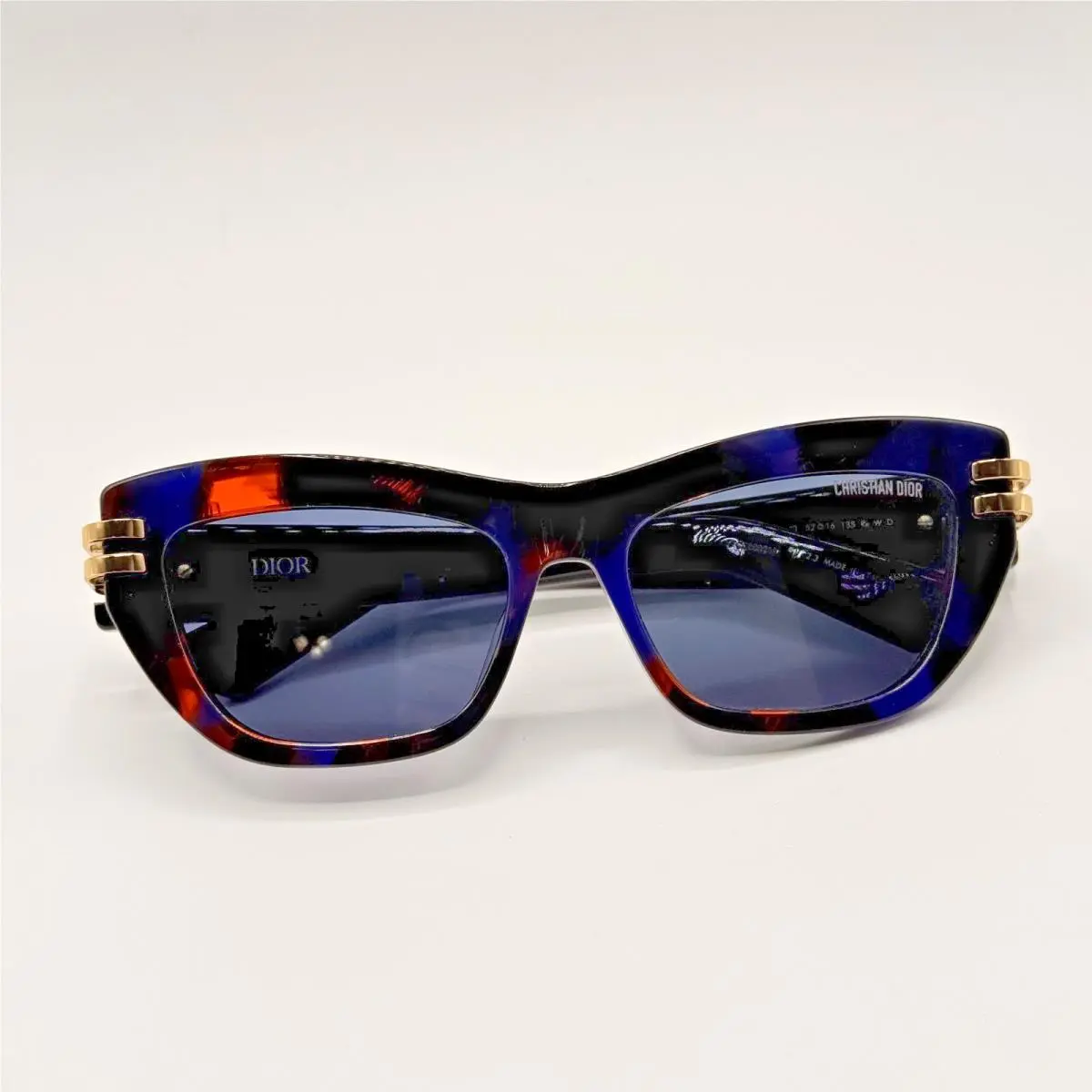 Christian Dior Sunglasses Cdior B2U 2880 Tortoise Butterfly Frame Blue Lens 52mm