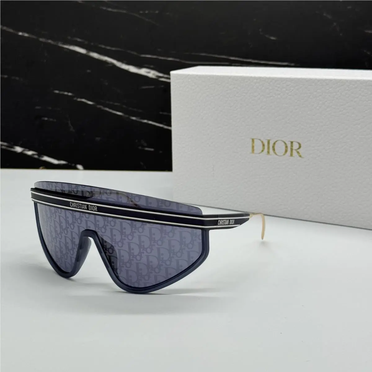 Dior Diorclub M2U 31B8 Shield Gold/blue Unisex Sunglasses Dior