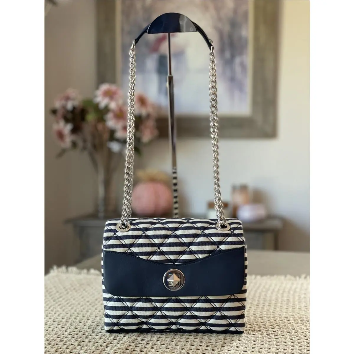 Kate Spade New York Natalia Lurex Stripe Small Flap Shoulder Bag Nightcap Multi