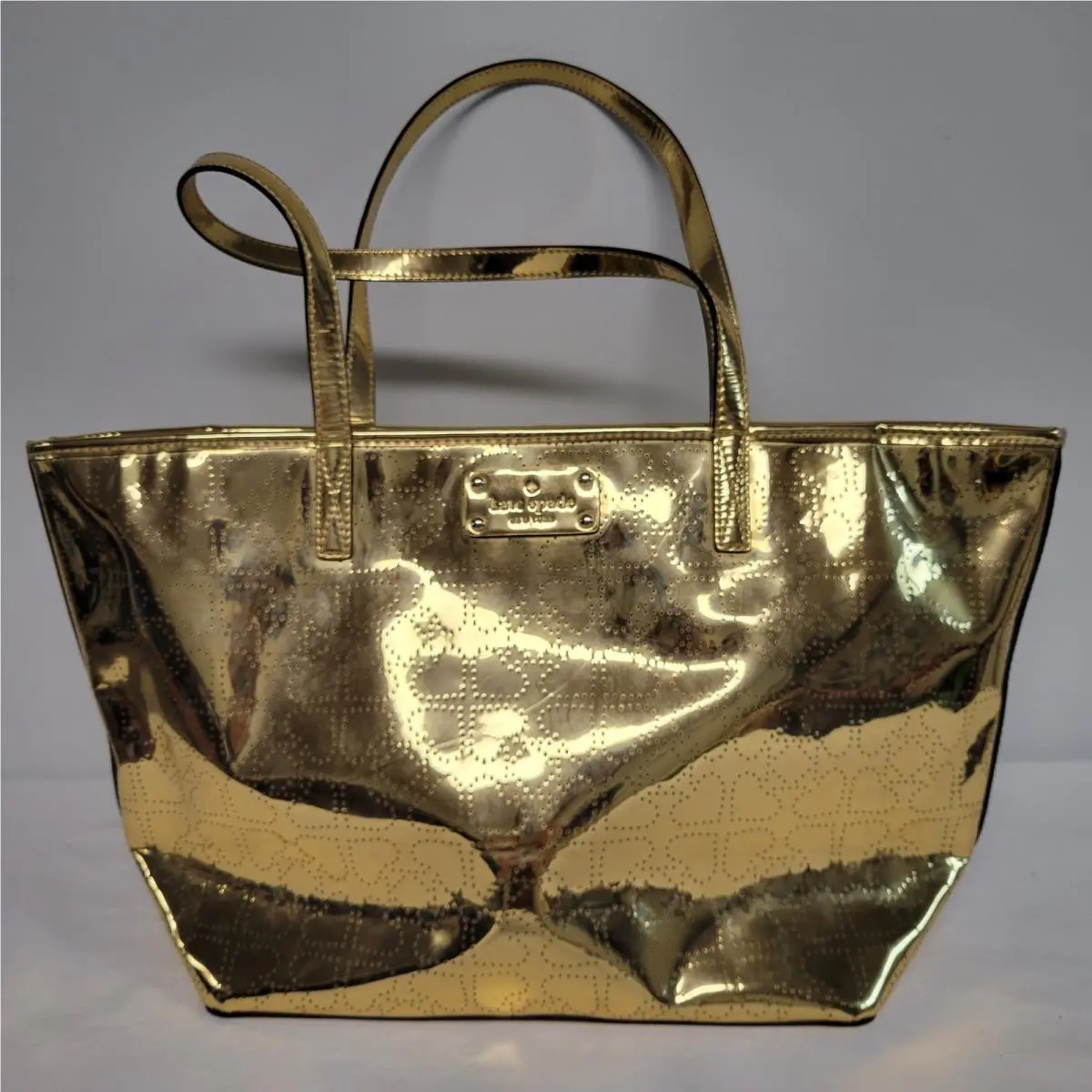 Kate Spade Small Harmony Metro Spade Gold Metallic Tote Bag New