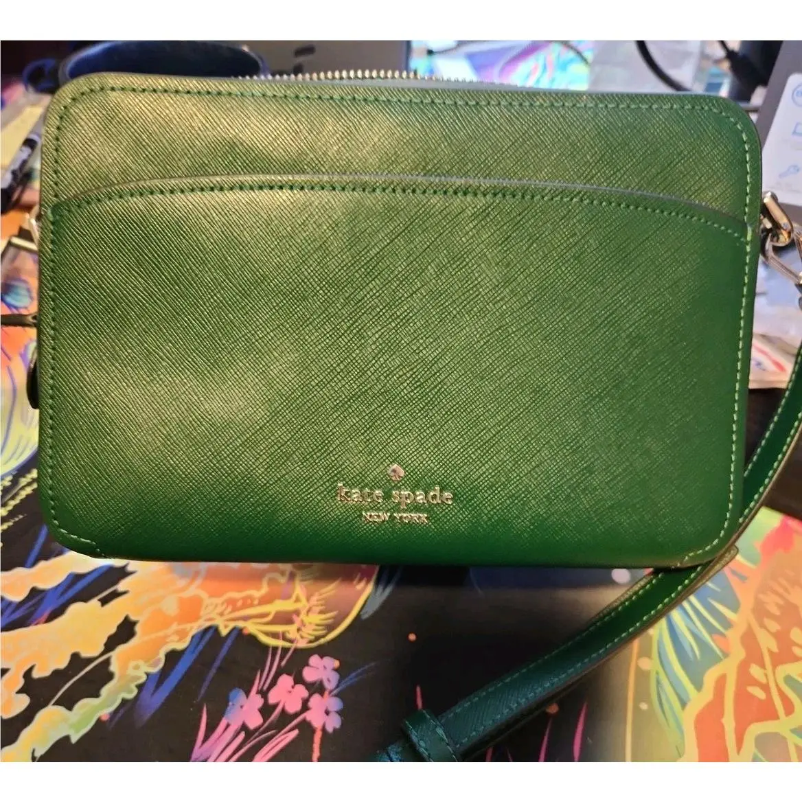 Kate Spade Deep Jade Green Leather Camera Bag. Nwt. Saffiano