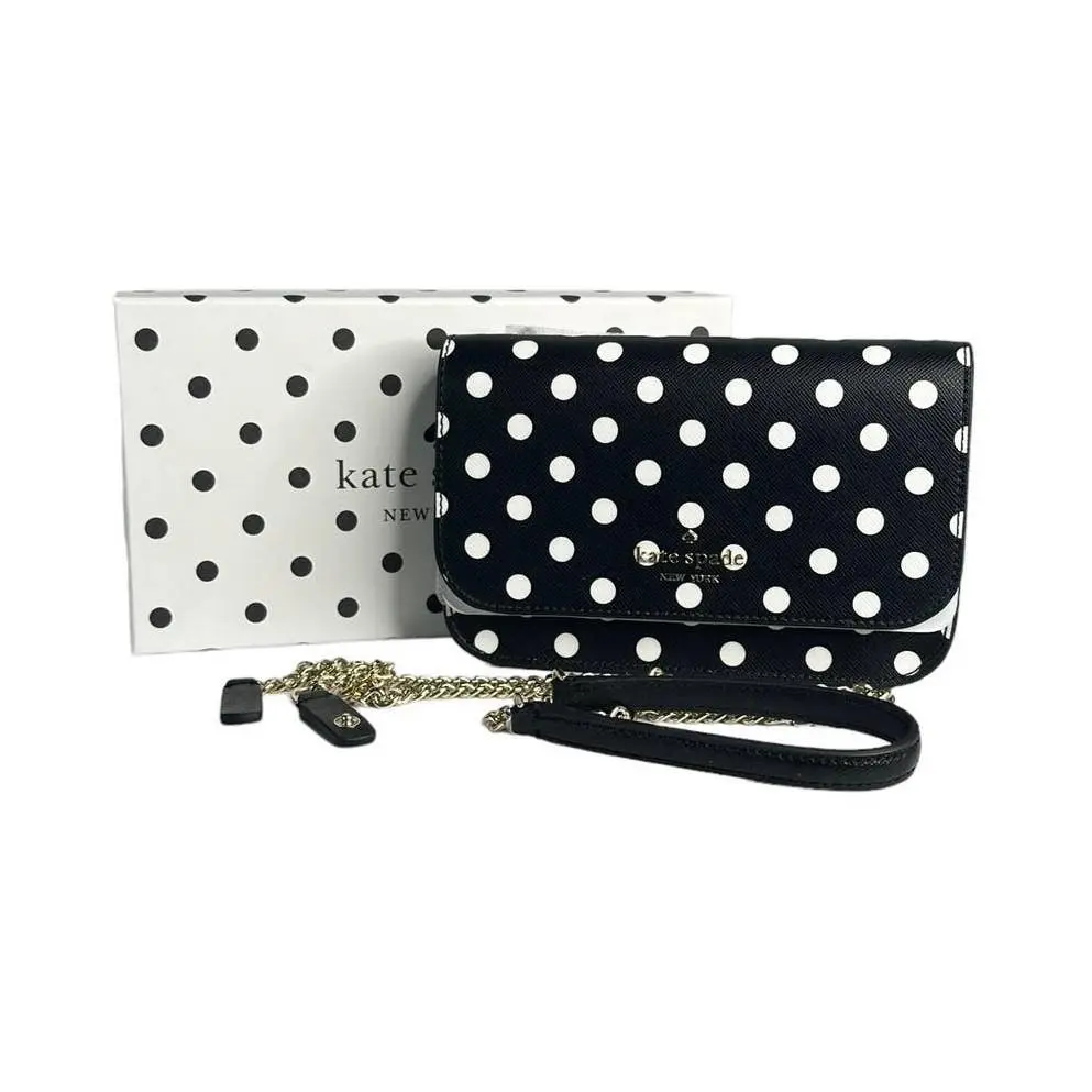 Cheers Boxed Black and White Crossbody Clutch Bag by Kate Spade