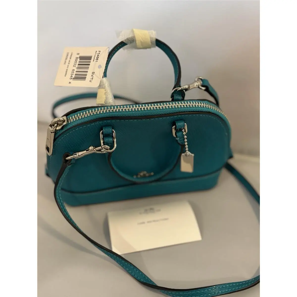Coach Mini Serena Crossbody Bag 97561 Aqua Crossgrain Leather