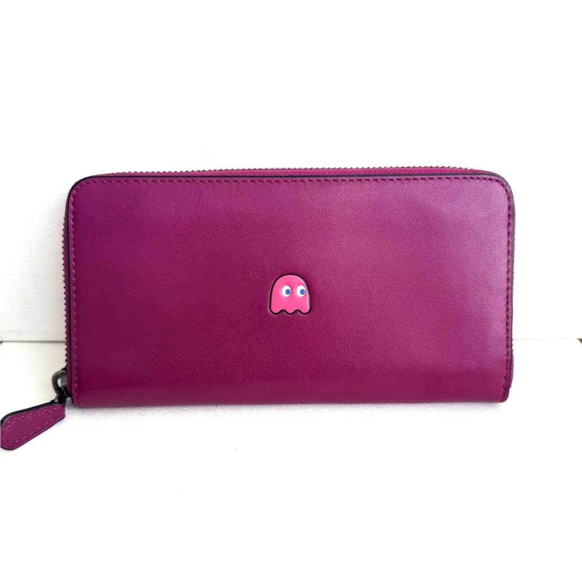 Coach X Pac-man Leather Accordion Zip Around Wallet F55736 Fuchsia Limited