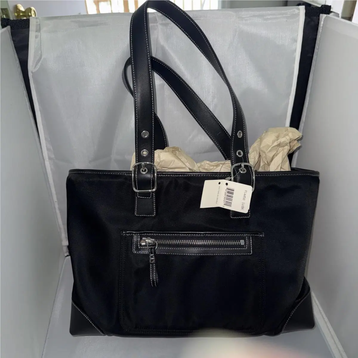Coach Factory Mto Tote FS4450 Sv/bk Black Nylon