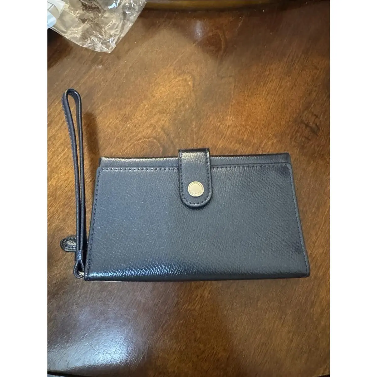 Coach Metallic Blue Pebbled Leather Wristlet Wallet