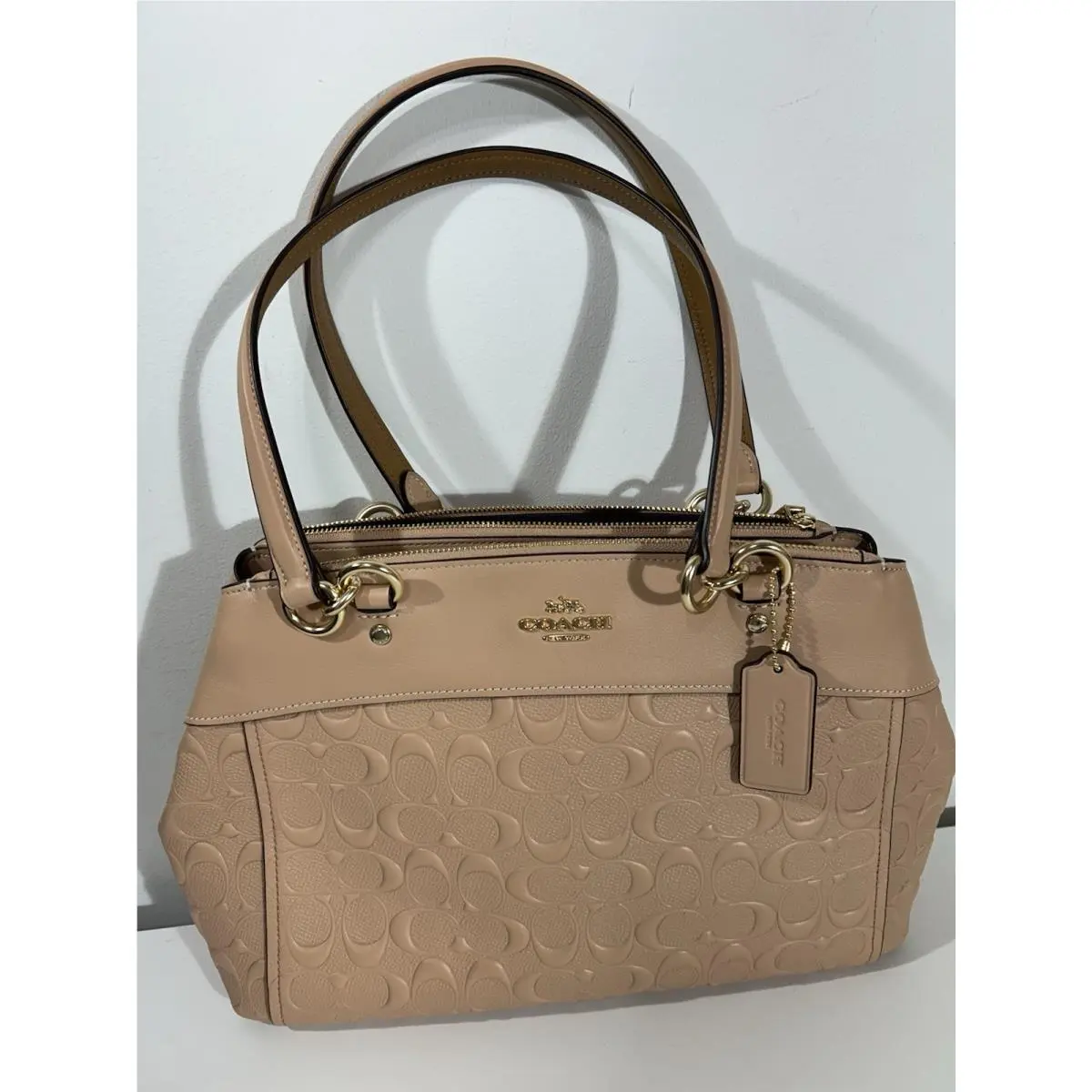 Coach Large Signature Leather Brooke Carryall Bag Pink Gold 475.00