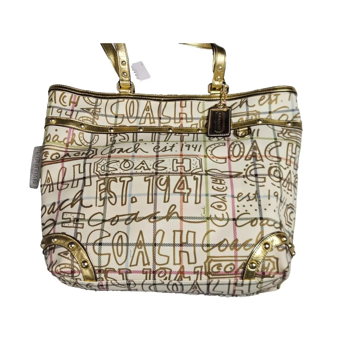 Purse Heritage Tattersall Graffiti F13187 Tote Handbag Shouderbag Carryall by Coach