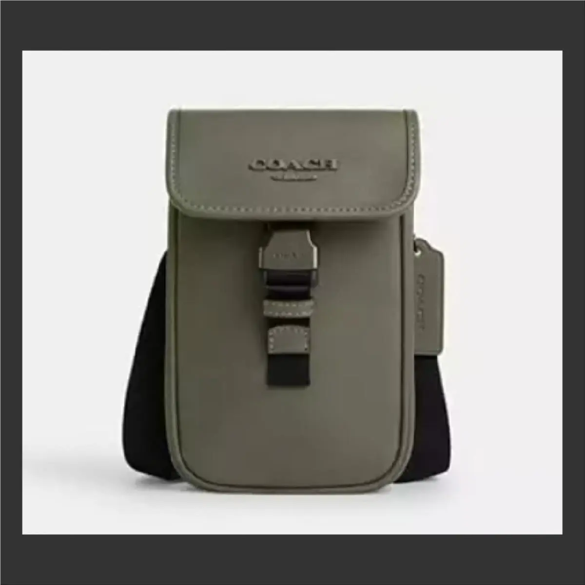 Coach Racer Phone Crossbody In Smooth Leather Military Green