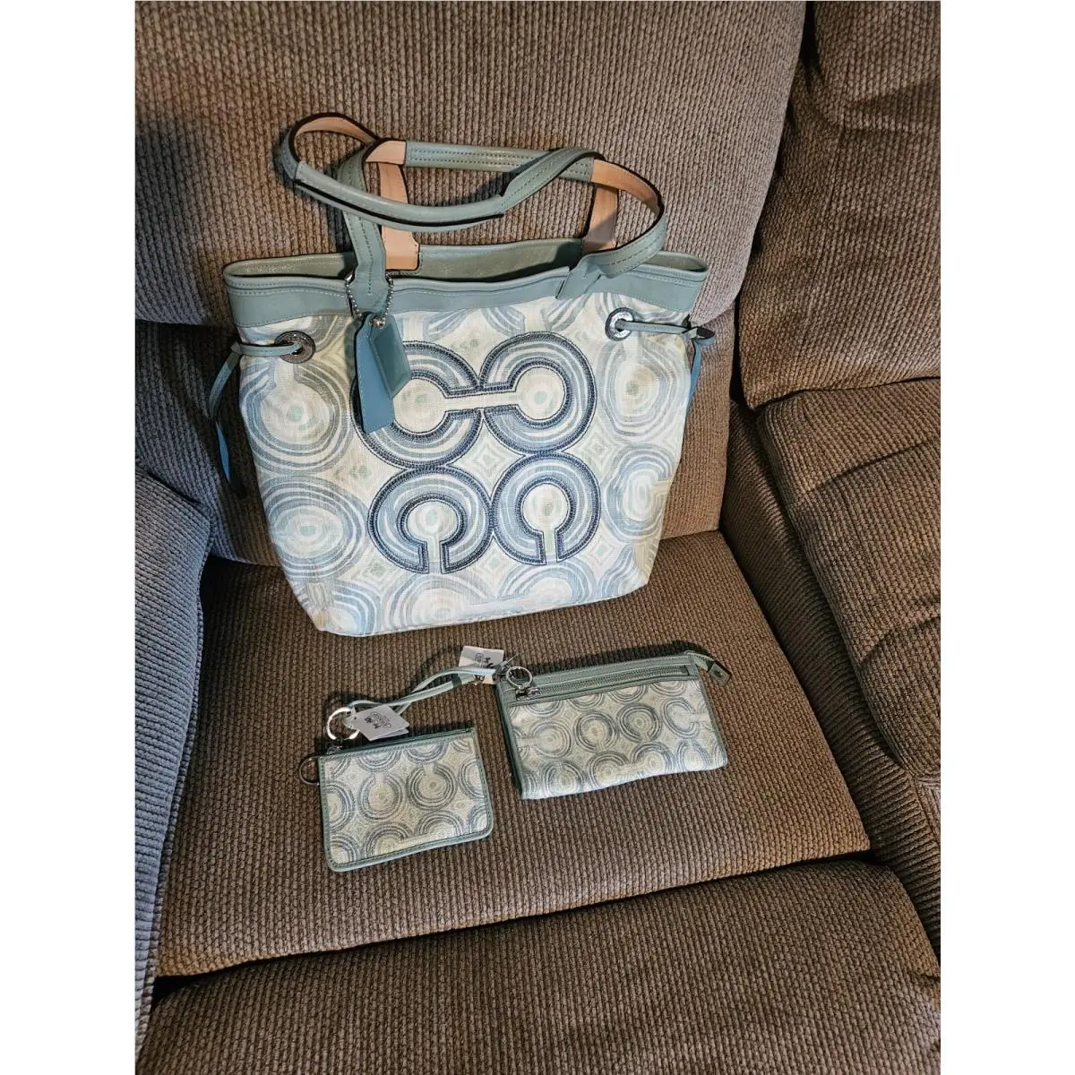 Coach Handbag Credit Card Pouch and Wallet Blue Green Muti