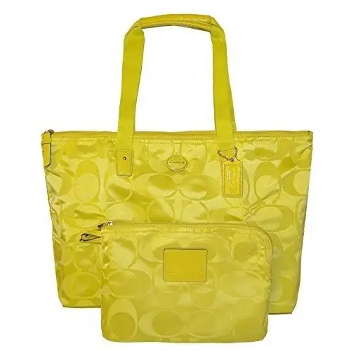Coach Getaway Signature Nylon Packable Weekender Tote 77321 Citrine Green