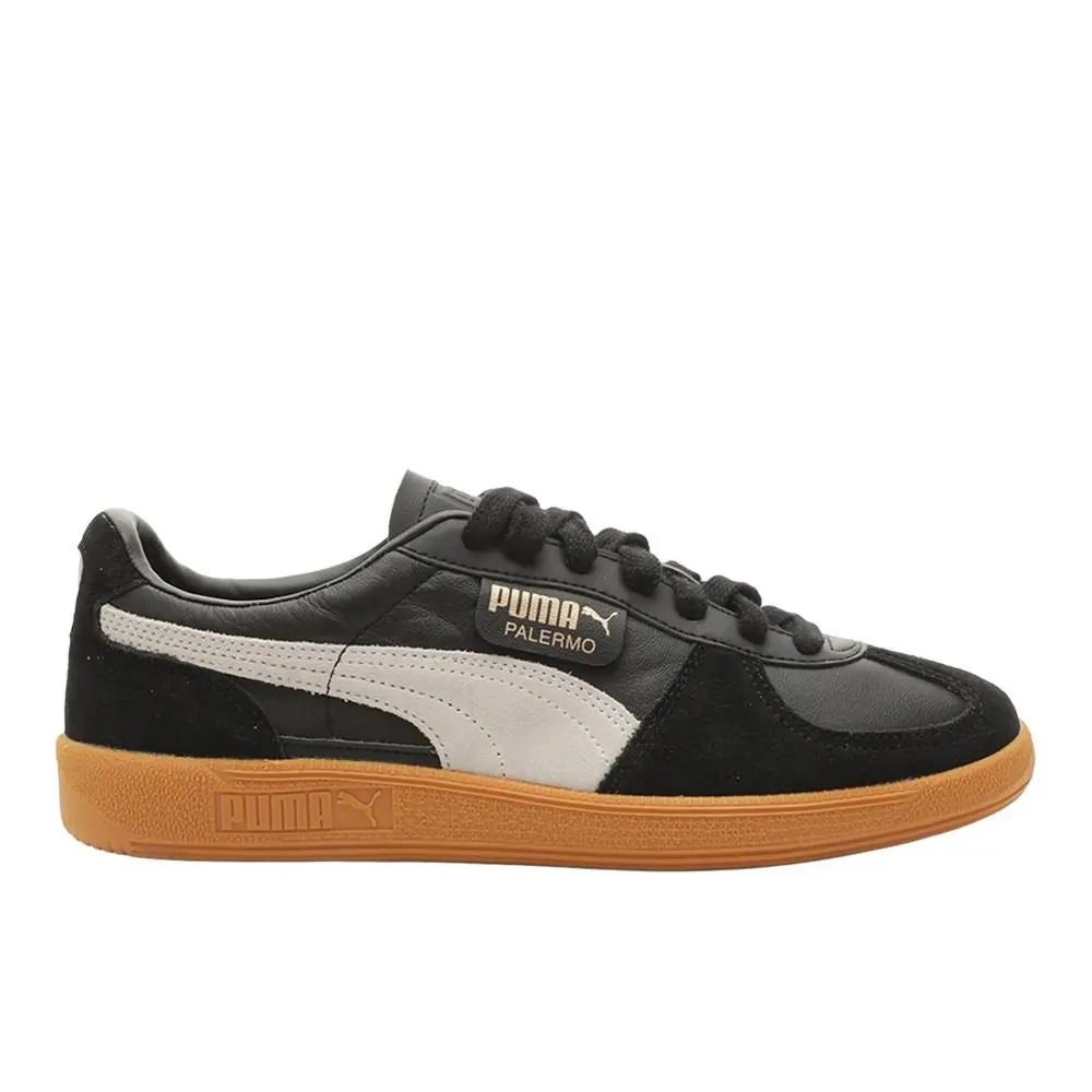 Puma Palermo Leather Lace Up Womens Black Sneakers Casual Shoes 39764703