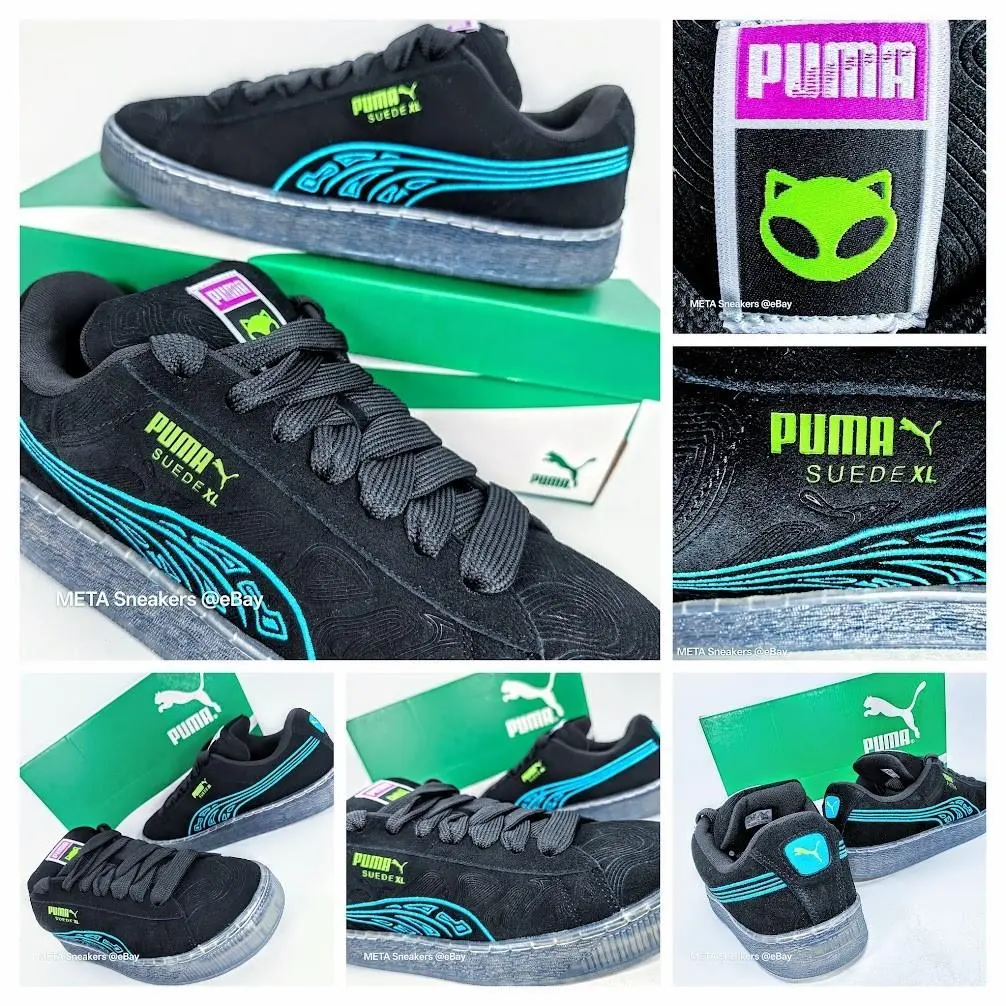 Puma XL Alien US 13 Men`s Black Blue Retro Suede Lifestyle Rare 402245 02