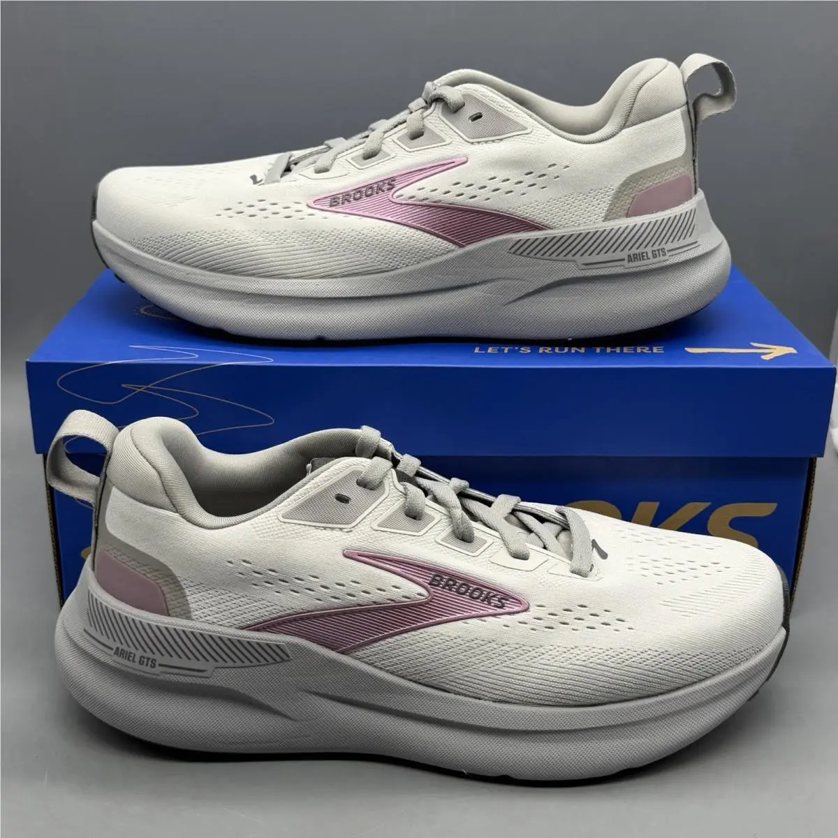 Brooks Ariel Gts 26 Womens 8 B Road Running Gym Walking Training Shoes Grey Pink