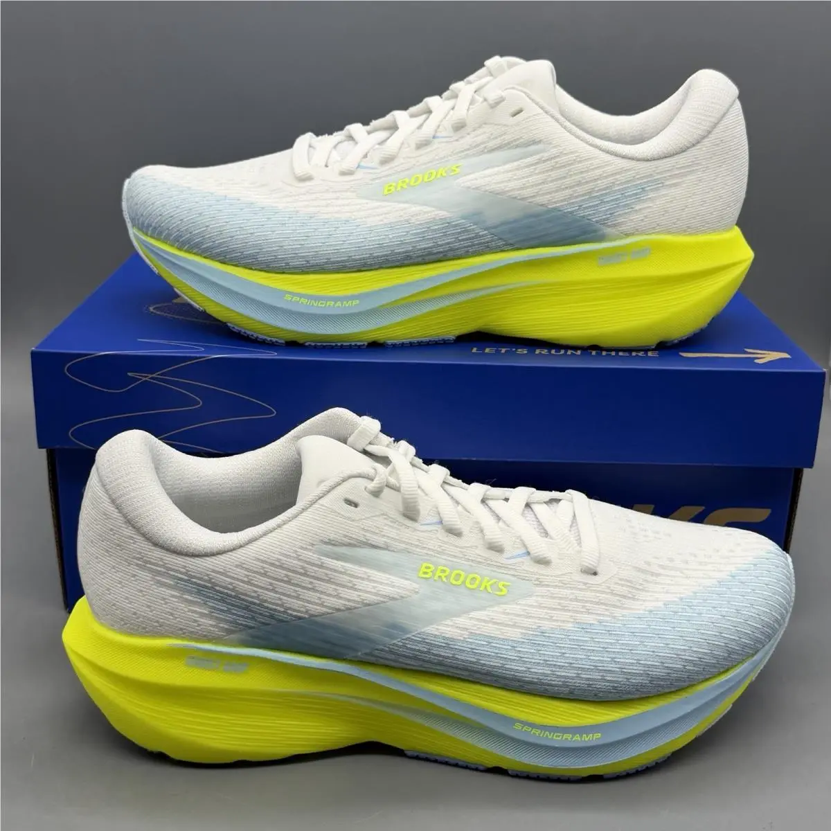 Brooks Ghost Amp Women`s 6.5 B Running Training Gym Shoes White Blue Nightlife