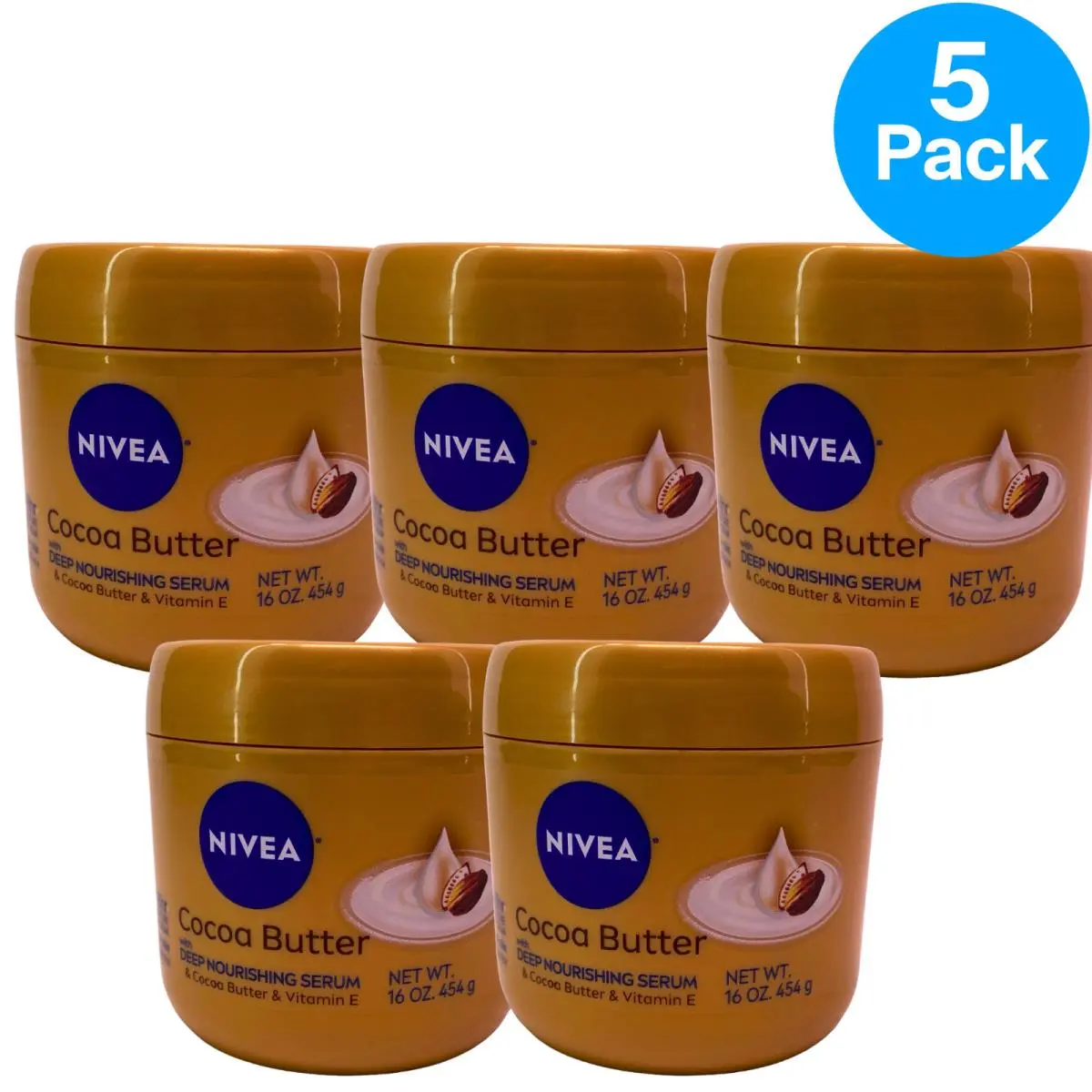 Nivea Cocoa Butter Body Cream with Deep Nourishing Serum 16 oz 5 Pack