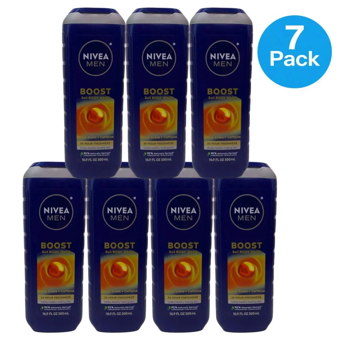 Men Boost 3-in-1 Body Wash Citrus Caffeine 16.9 fl oz 7 Pack by Nivea