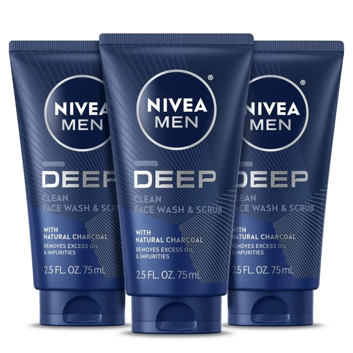Men Deep Clean Face Wash and Scrub with Natural 2.5 Fl Oz Pack of 3 by Nivea