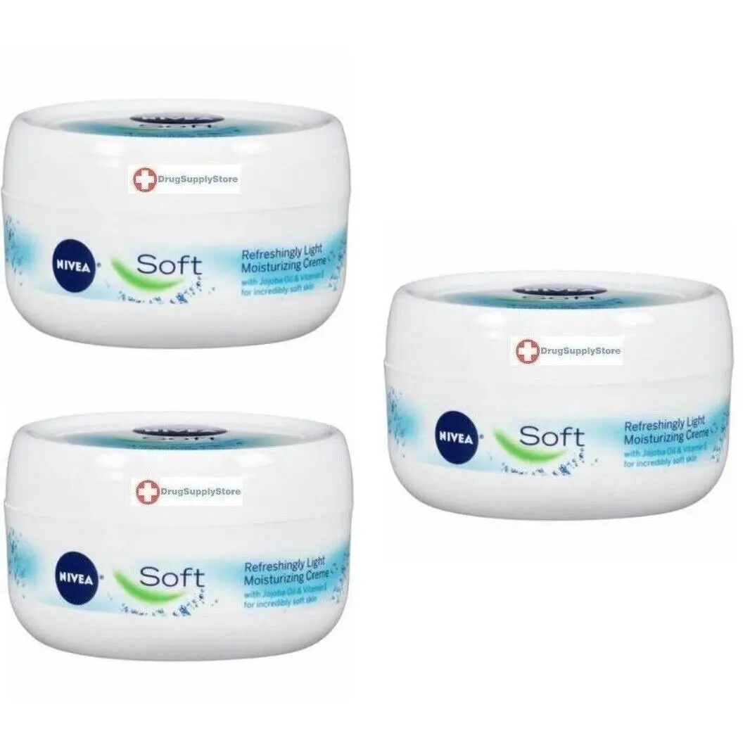 Soft Moisturizing Cream Jar Essential Enhance 6.8 Oz X 3 Packs by Nivea