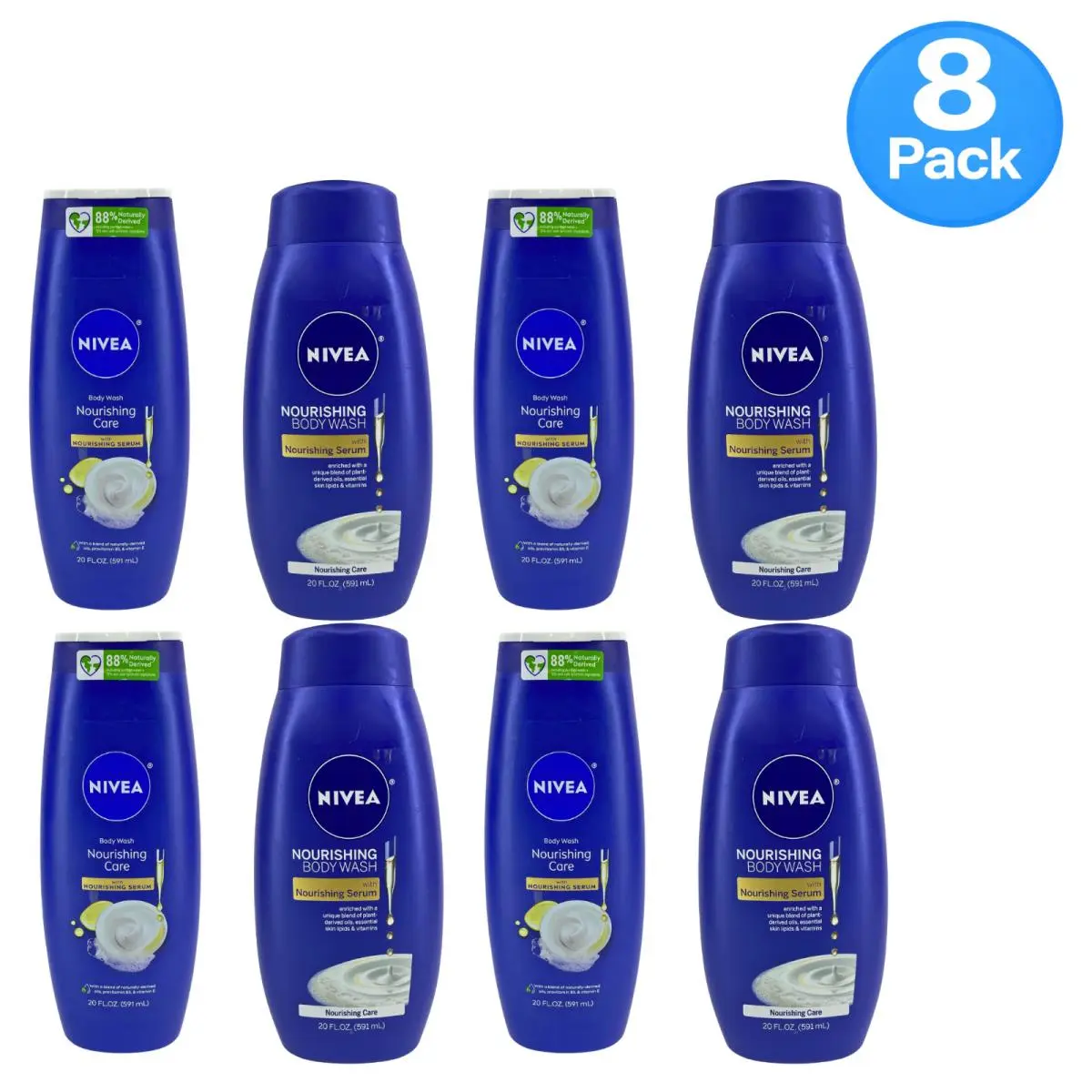 Nourishing Care Body Wash with Nourishing Serum 20 oz 8 Pack by Nivea