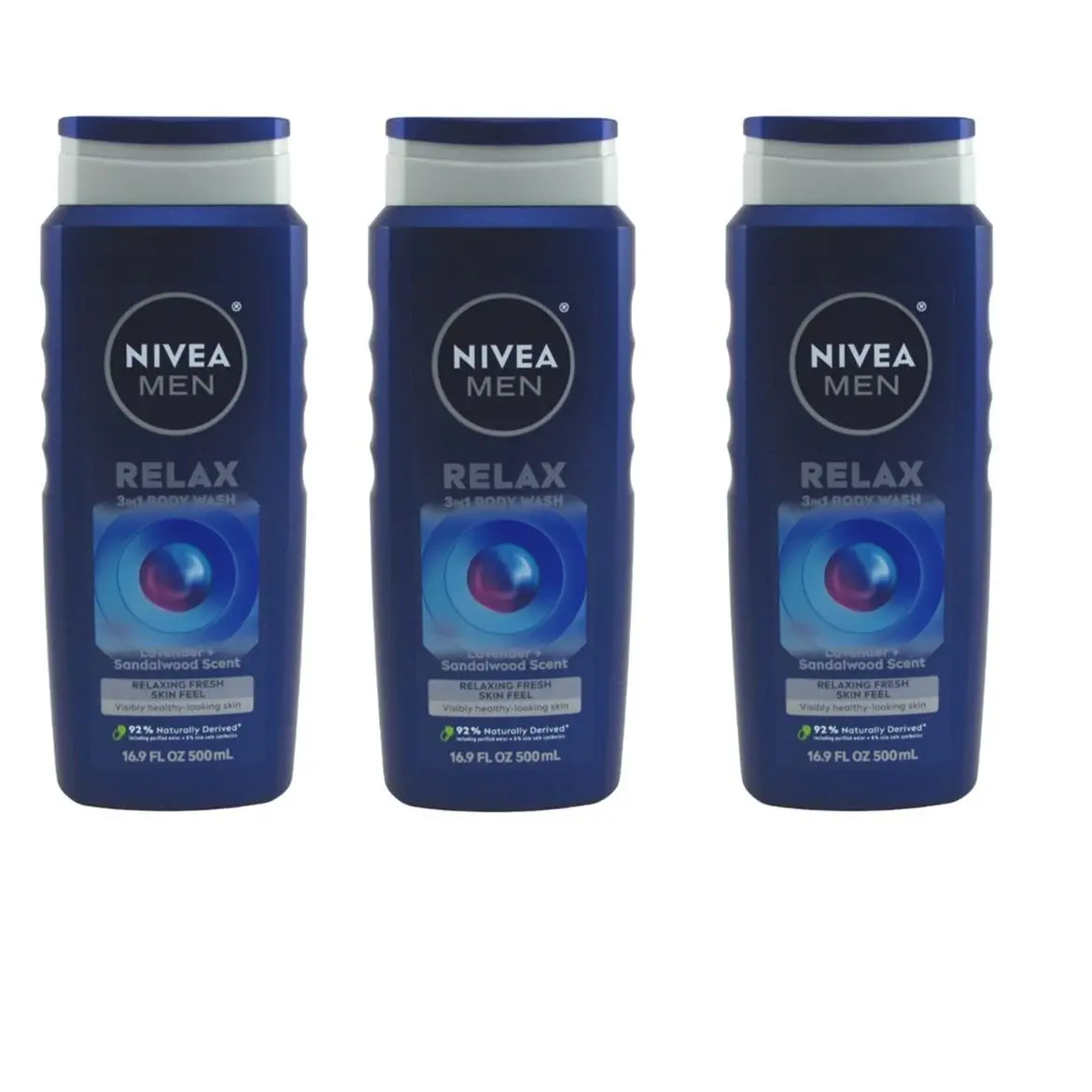 BL  Men Body Wash 3-In-1 Lavender Sandalwood 16.9oz Each -- Three Pack by Nivea