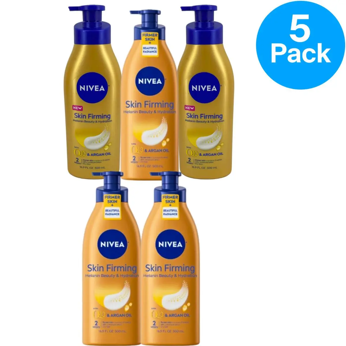 Nivea Skin Firming Melanin Beauty Hydration Body Lotion 16.9 fl oz 5 Pack