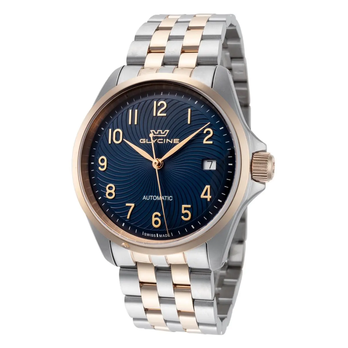 Glycine Women`s Combat 6 Lady Classic 36mm Automatic Watch GL0345 - Dial: Blue, Band: Silver, Gold, Other Dial: Blue
