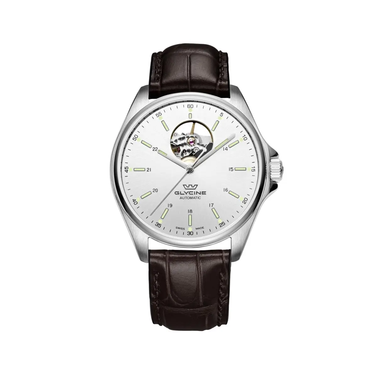 Glycine Men`s Combat Classic Open Heart 40mm Automatic Watch GL0120