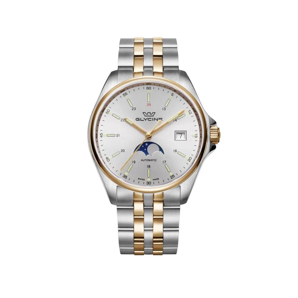 Glycine Men`s Combat Classic Moonphase 40mm Automatic Watch GL0192