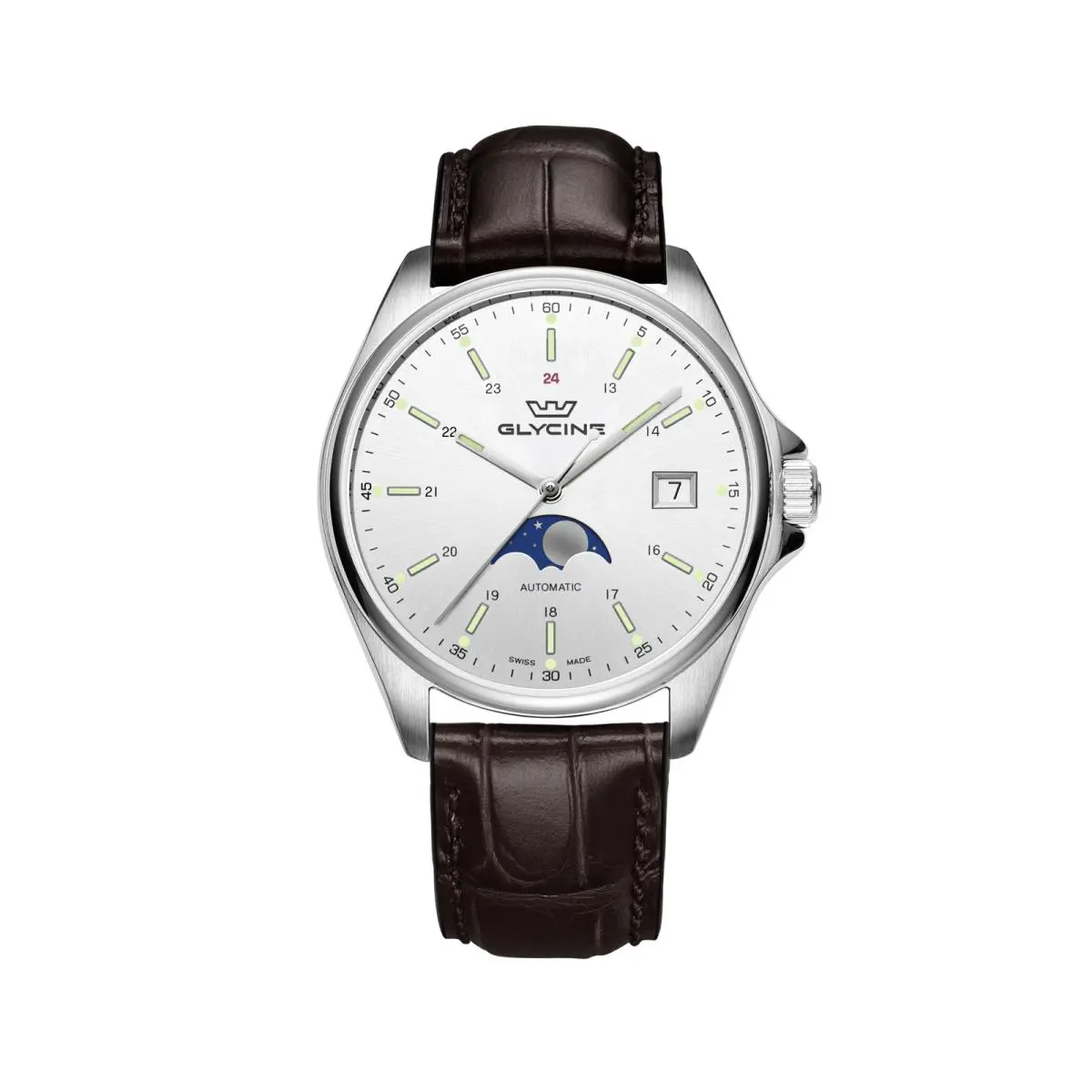 Glycine Men`s Combat Classic Moonphase 40mm Automatic Watch GL0115