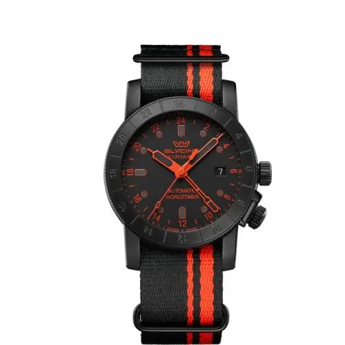 Glycine Men`s Airman Contemporary Gmt 42mm Automatic Watch GL0497