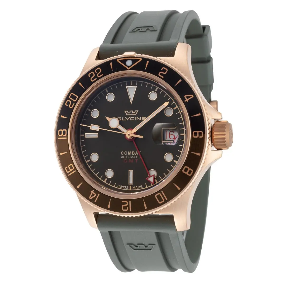 Glycine Men`s Combat Sub Sport 42 Gmt Bronze 42mm Automatic Watch GL0319