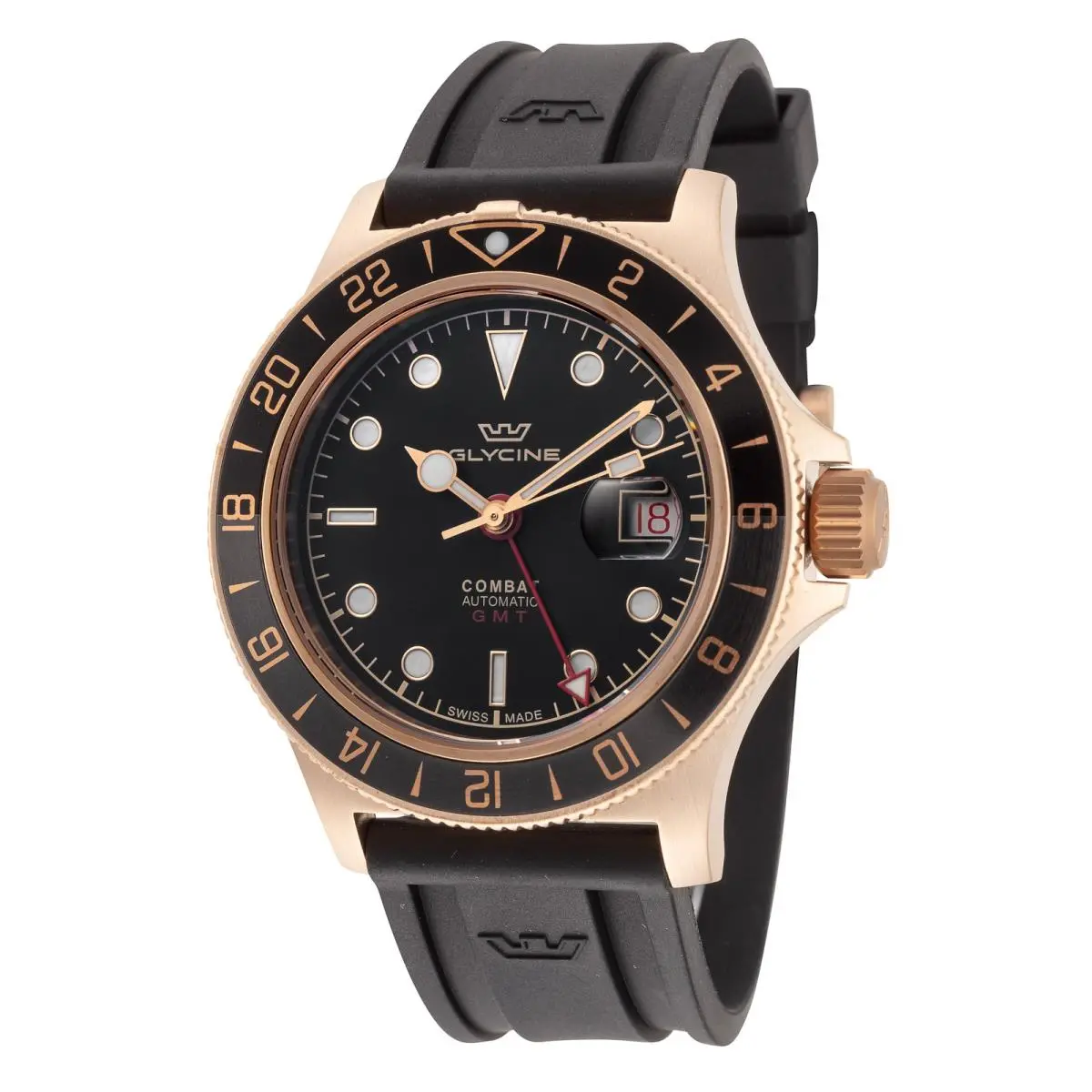 Glycine Men`s Combat Sub Sport 42 Gmt Bronze 42mm Automatic Watch GL0320