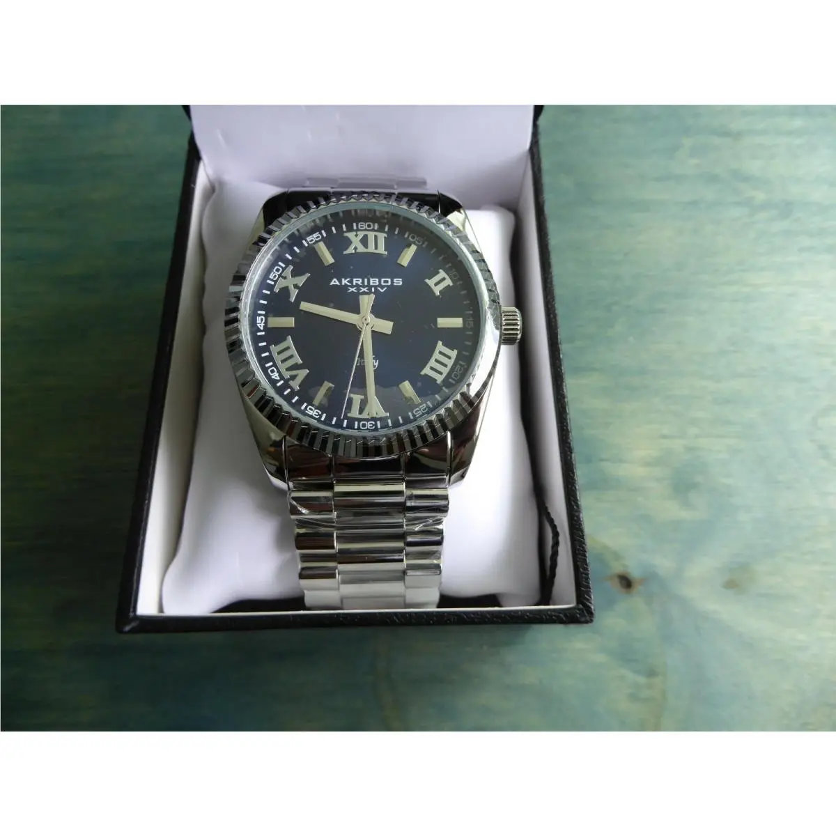Akribos Xxiv AK1034 Blue Dial 40 mm w Silver Tone Stainless Steel Bracelet by Akribos XXIV