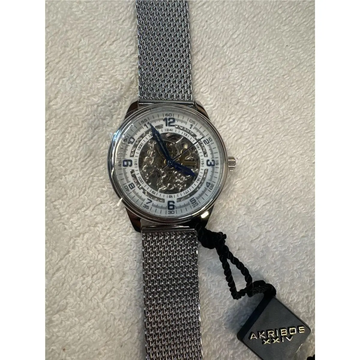 Akribos Xxiv Men`s AK446SS Skeleton Dial Automatic Mesh Bracelet Watch