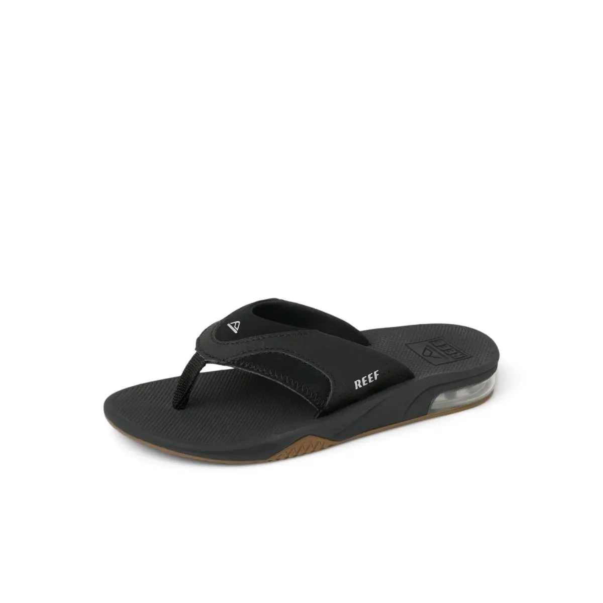 Reef Kids` Fanning Flip Flop Arch Support Durable Outsole Water Friendly - Black/Silver