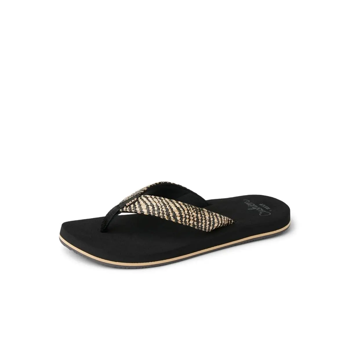 Womens Baja Ashley Flip Flop Soft Cushion Footbed Black/textile 7 by Reef