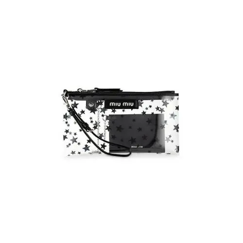 Wristlet Purse Bag Clear Star Print Pvc with Credit Card Case by Miu Miu