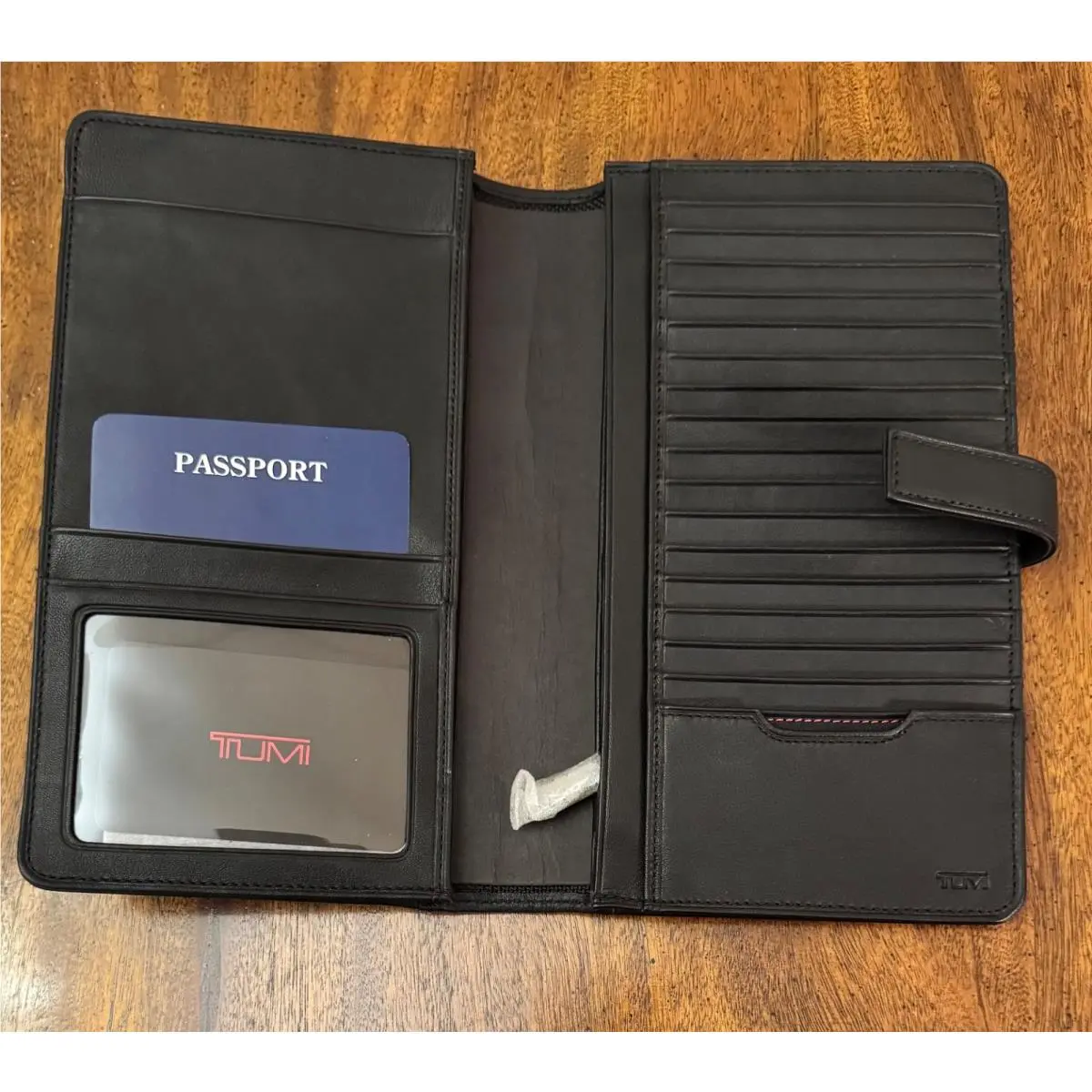Ultimate Travel Organizer Black Leather Passport ID Window Zippered Poc by Tumi