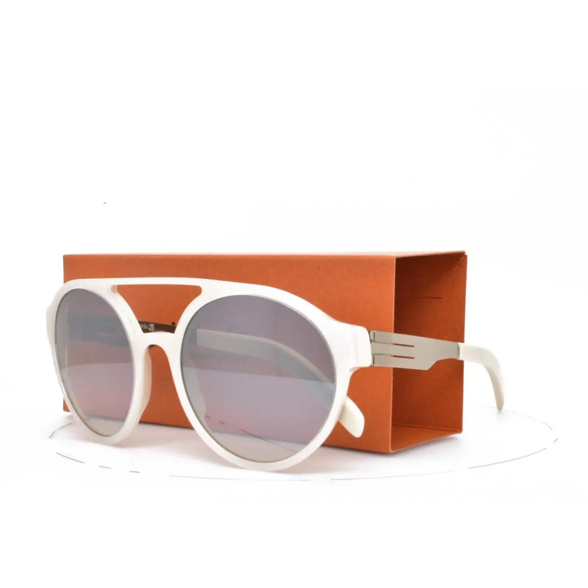 iC Berlin Sunglasses Claus Ivory Round Aviator Brown Lens 53-21-145
