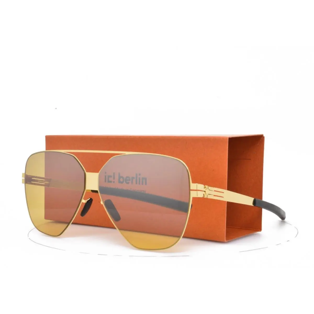 iC Berlin Sunglasses Harry S. Gold Frame Yellow-brown Lens Aviator by ic! berlin