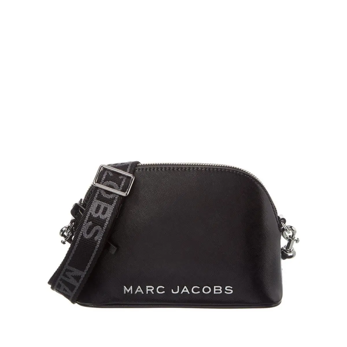 Marc Jacobs Small Dome Leather Crossbody Bag In Black/silver