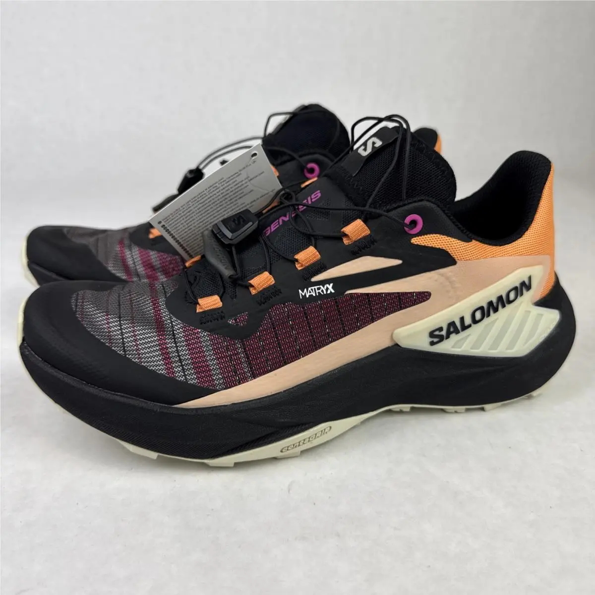 Salomon Trail Running Shoes Women Genesis Size 7 EU 38 2/3 Black Peach Pink