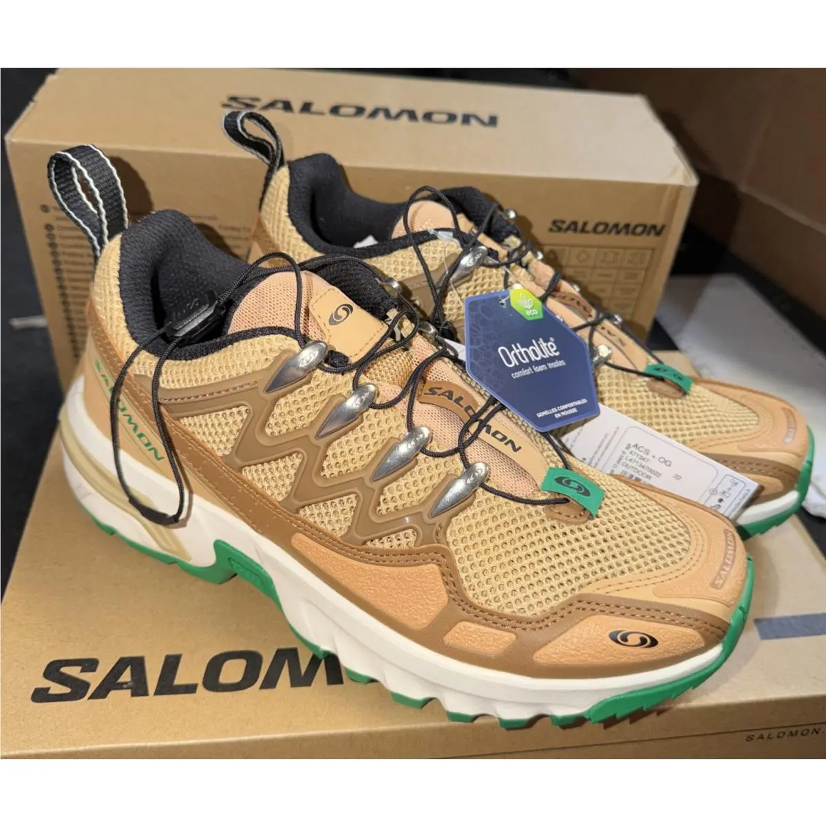 Salomon shoes - Tan/Green (UPC: 0195751202848) 0