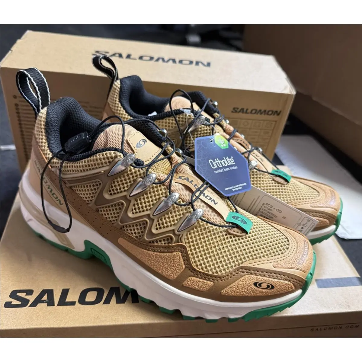 Salomon shoes - Tan/Green (UPC: 0195751202848) 1